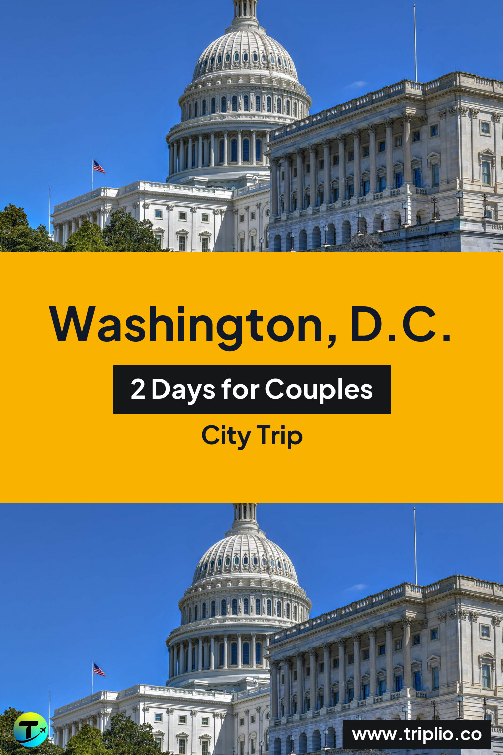 Pinterest pin for a 2-day Washington, D.C. city trip – Washington, D.C., USA: 2-Day City Trip in October