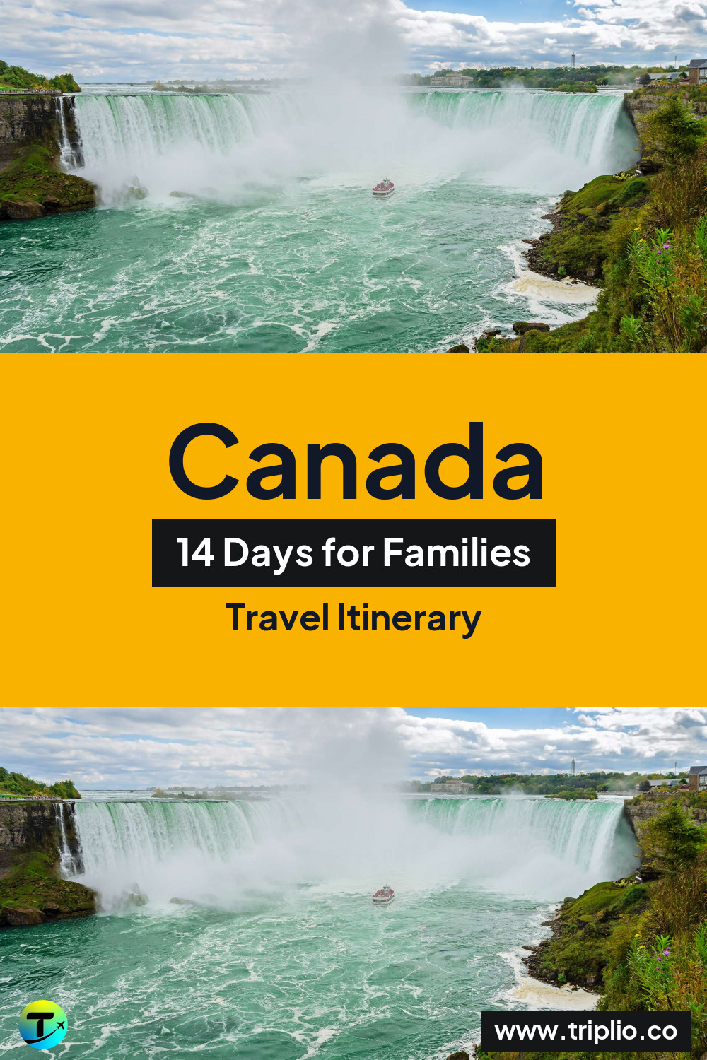 Pinterest pin for a 14-day Canada itinerary – Canada Itinerary in August: 14-Day Route for Families