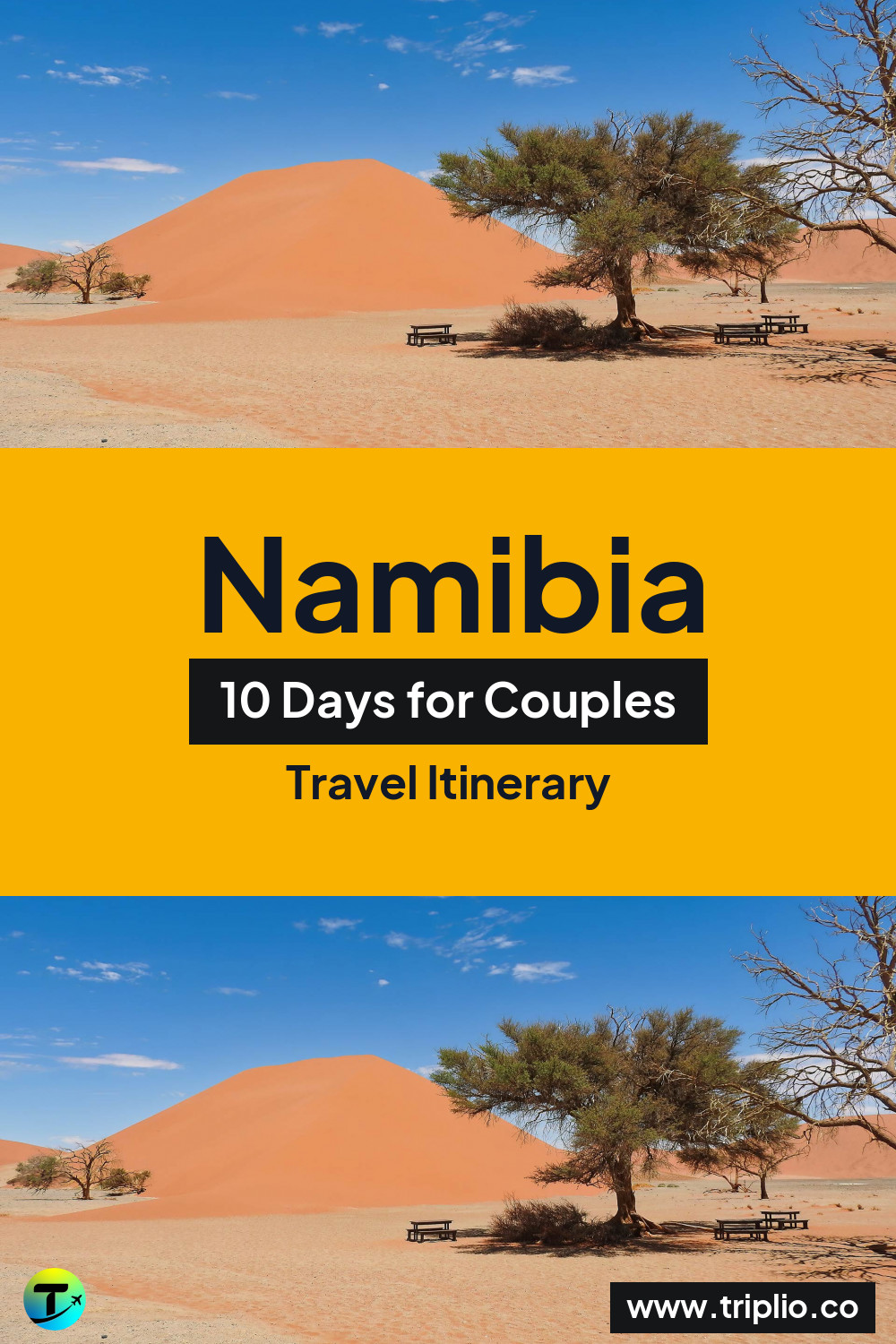 Pinterest pin for a 10-day Namibia itinerary – Namibia Itinerary in May: 10-Day Route for Couples