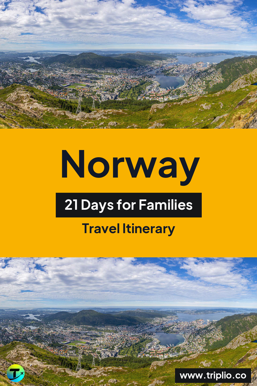 Pinterest pin for a 21-day Norway itinerary – Norway Itinerary in August: 21-Day Route for Families