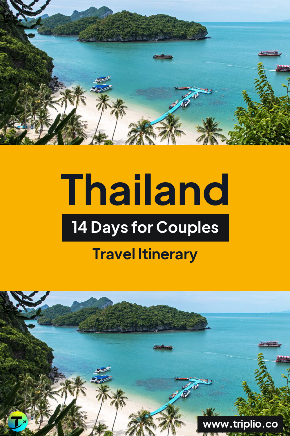 Pinterest pin for a 14-day Thailand itinerary – Thailand Itinerary in February: 14-Day Route for Couples