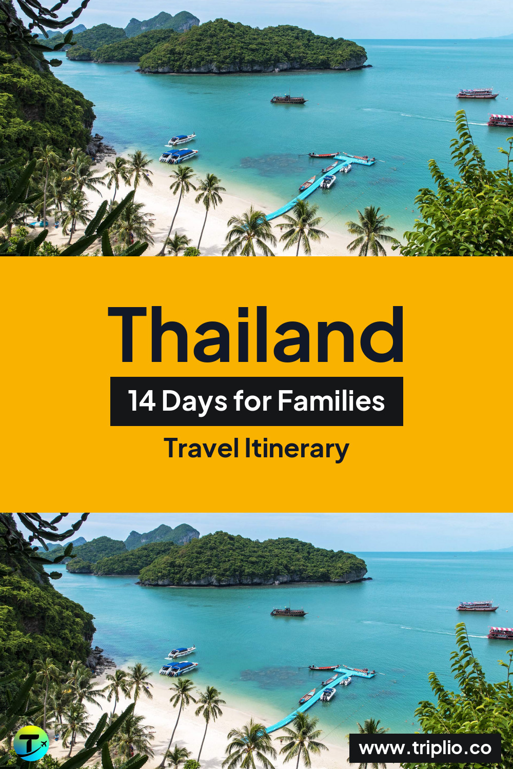 Pinterest pin for a 14-day Thailand itinerary – Thailand Itinerary in February: 14-Day Route for Families