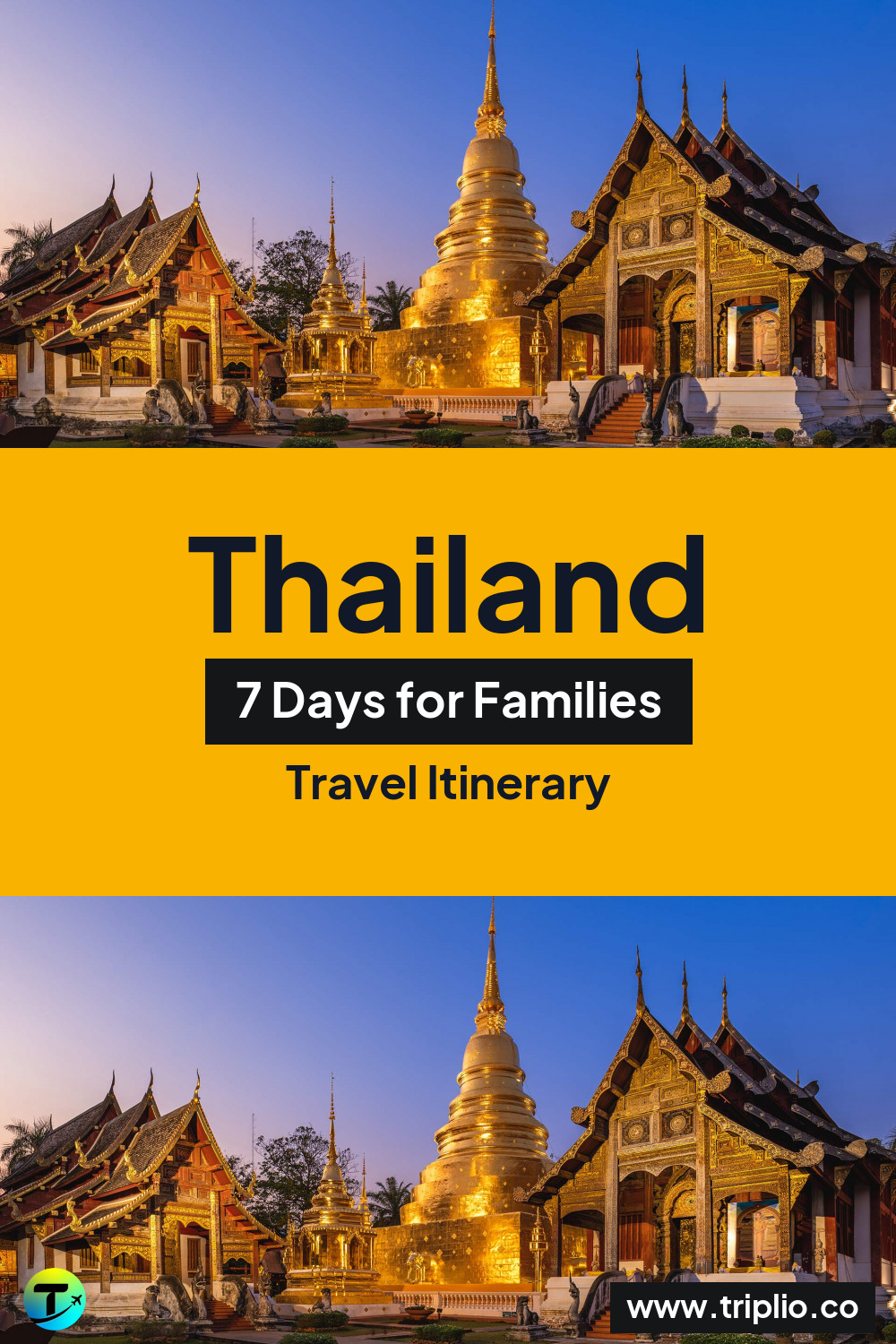 Pinterest pin for a 7-day Thailand itinerary – Thailand Itinerary in May: 7-Day Route for Families